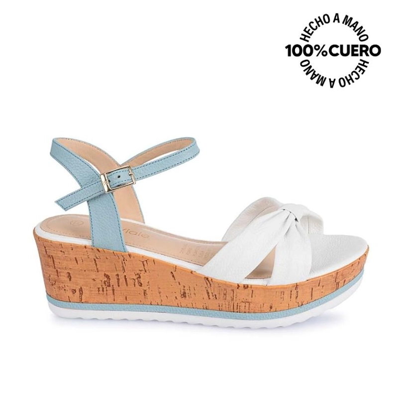 SANDALIAS CASUALES MUJER VIALE CUERO BLANCO CELESTE D'ORSAY ALE-2211 - 1