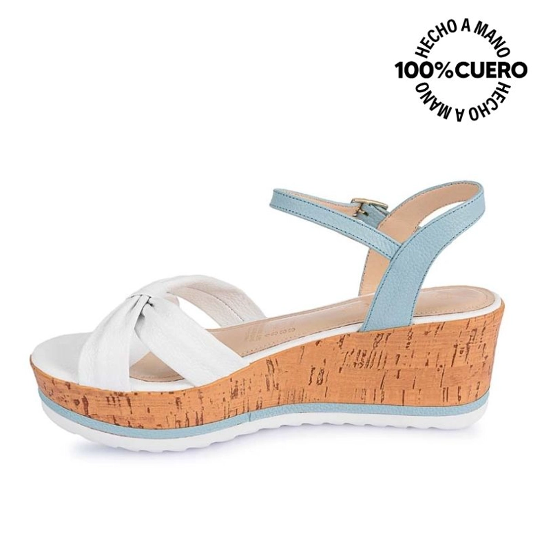 SANDALIAS CASUALES MUJER VIALE CUERO BLANCO CELESTE D'ORSAY ALE-2211 - 2