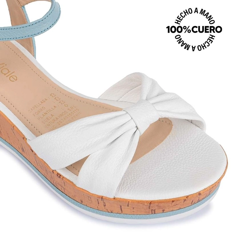 SANDALIAS CASUALES MUJER VIALE CUERO BLANCO CELESTE D'ORSAY ALE-2211 - 3