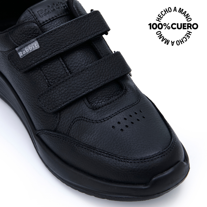 ZAPATILLAS ESCOLARES NIÑO RABBIT CUERO NEGRO CASUAL ALEX-056 - 3