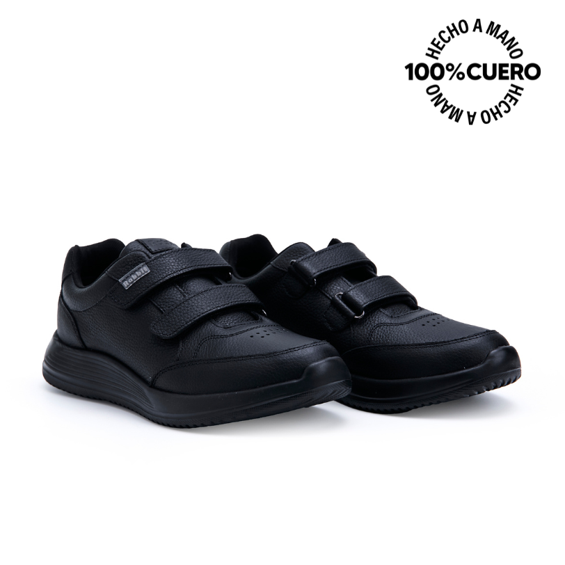 ZAPATILLAS ESCOLARES NIÑO RABBIT CUERO NEGRO CASUAL ALEX-056 - 4