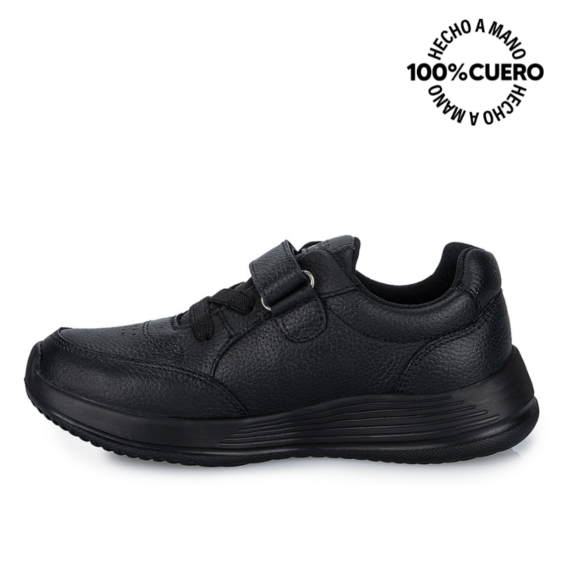 ZAPATILLAS ESCOLARES NIÑO RABBIT CUERO NEGRO CASUAL ALEX-055 - 2
