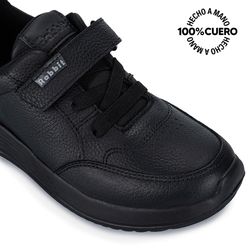 ZAPATILLAS ESCOLARES NIÑO RABBIT CUERO NEGRO CASUAL ALEX-055 - 3