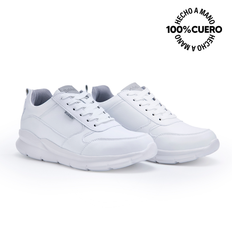 ZAPATILLAS ESCOLARES NIÑO RABBIT CUERO BLANCO CASUAL JOSE-2512 - 4