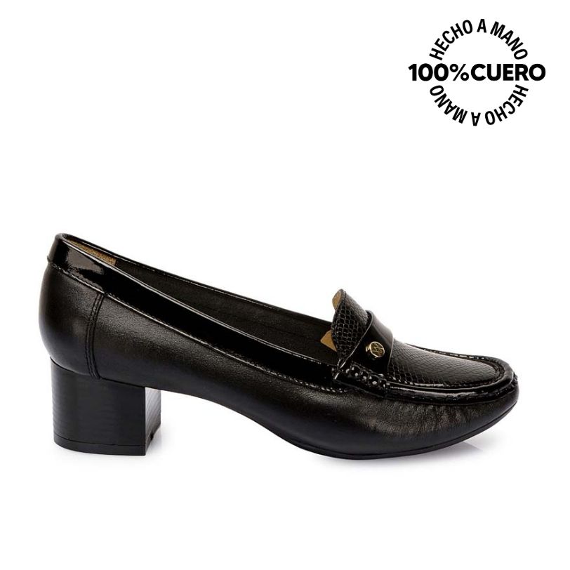 ZAPATO MOCASÍN CASUAL FORMAL DENI-2514 NEGRO VIALE CUERO - 1