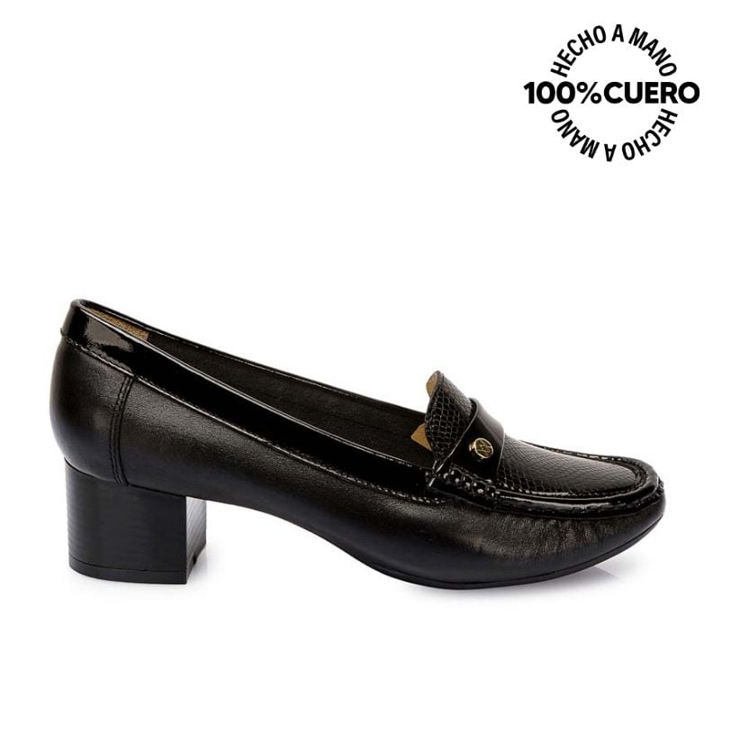 ZAPATO MOCASÍN CASUAL FORMAL DENI-2514 NEGRO VIALE CUERO - 1