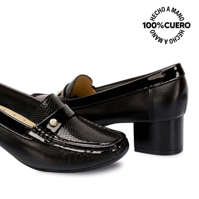 ZAPATO MOCASÍN CASUAL FORMAL DENI-2514 NEGRO VIALE CUERO - 2