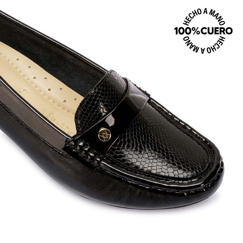 ZAPATO MOCASÍN CASUAL FORMAL DENI-2514 NEGRO VIALE CUERO - 3
