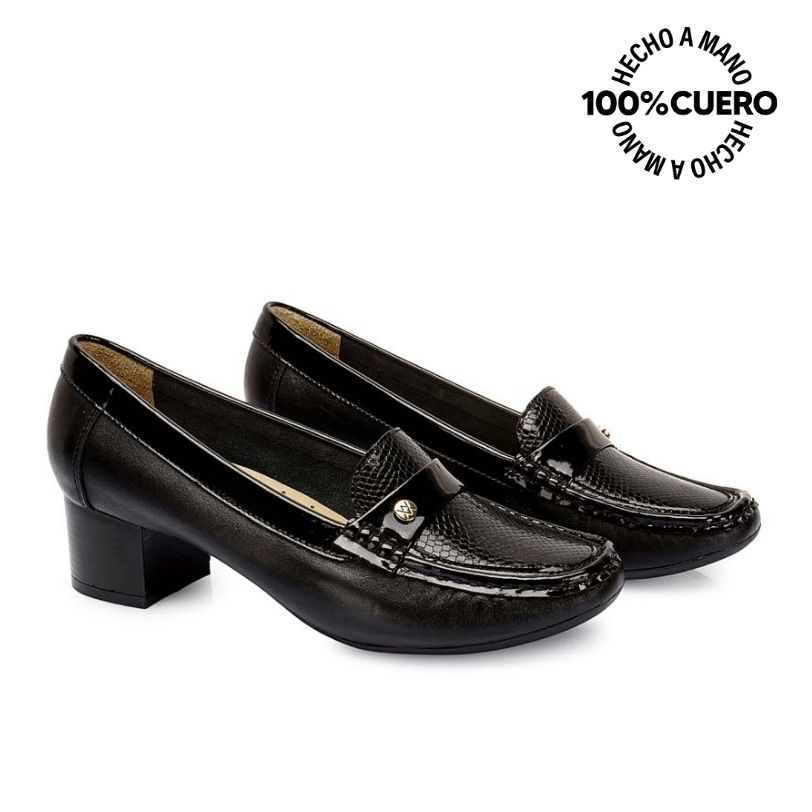 ZAPATO MOCASÍN CASUAL FORMAL DENI-2514 NEGRO VIALE CUERO - 4