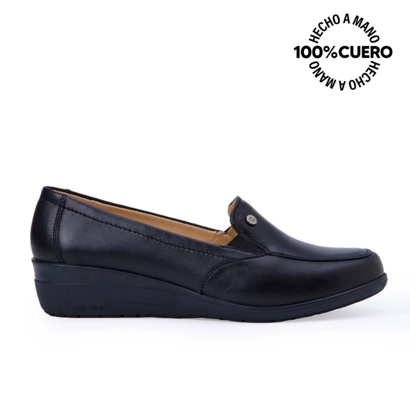 ZAPATO MOCASÍN CASUAL INFORMAL LE-2512 NEGRO VIALE CUERO - 1