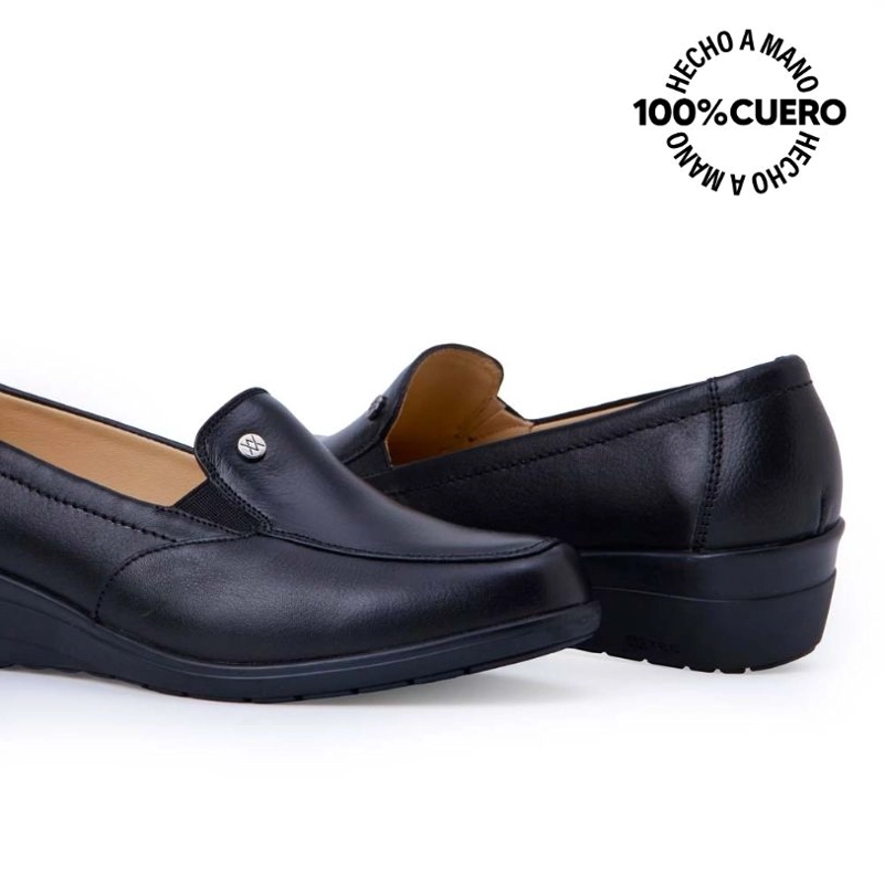 ZAPATO MOCASÍN CASUAL INFORMAL LE-2512 NEGRO VIALE CUERO - 2