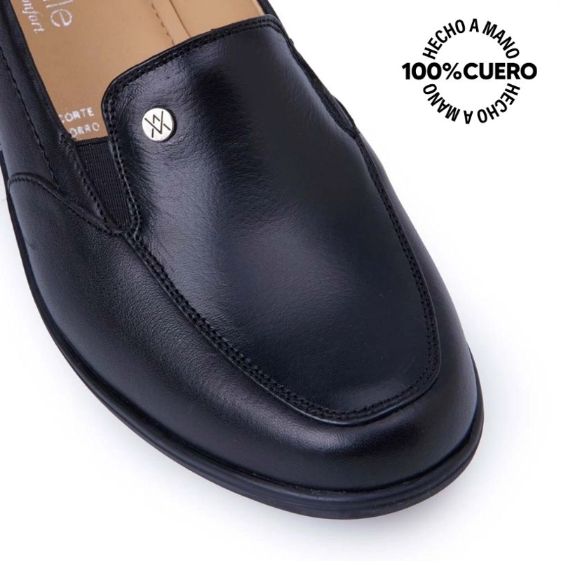 ZAPATO MOCASÍN CASUAL INFORMAL LE-2512 NEGRO VIALE CUERO - 3