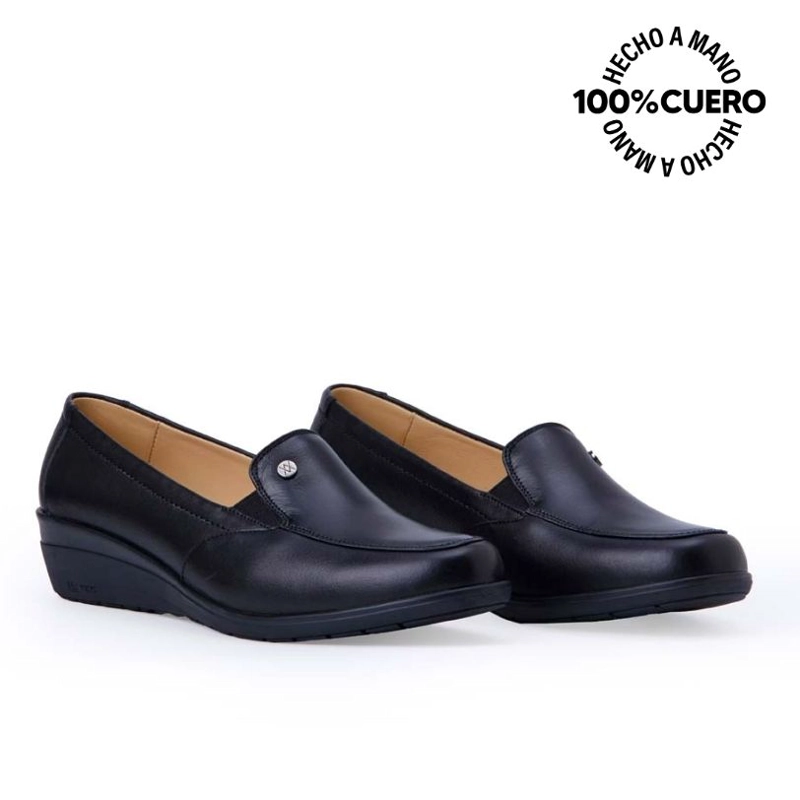 ZAPATO MOCASÍN CASUAL INFORMAL LE-2512 NEGRO VIALE CUERO - 4