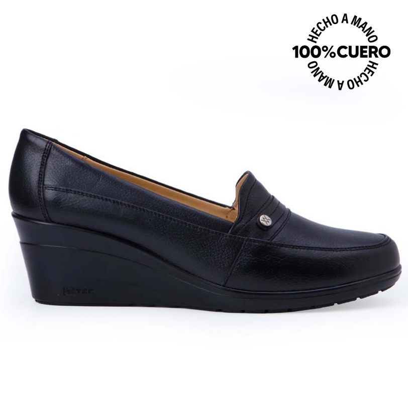 ZAPATO MOCASÍN CASUAL FORMAL LE-2514 NEGRO VIALE CUERO - 1