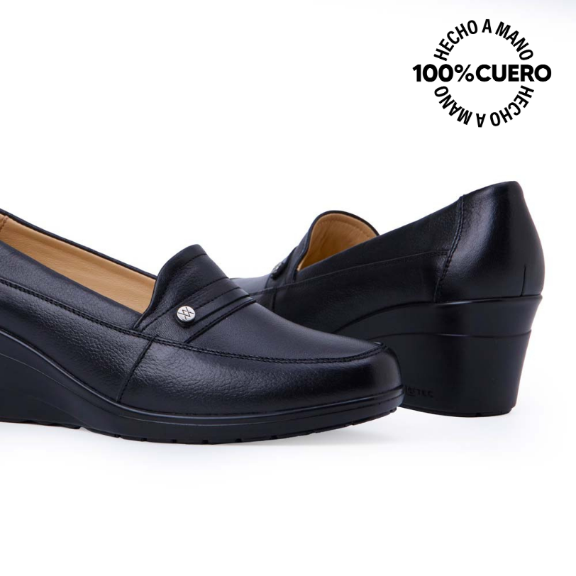 ZAPATO MOCASÍN CASUAL FORMAL LE-2514 NEGRO VIALE CUERO - 2