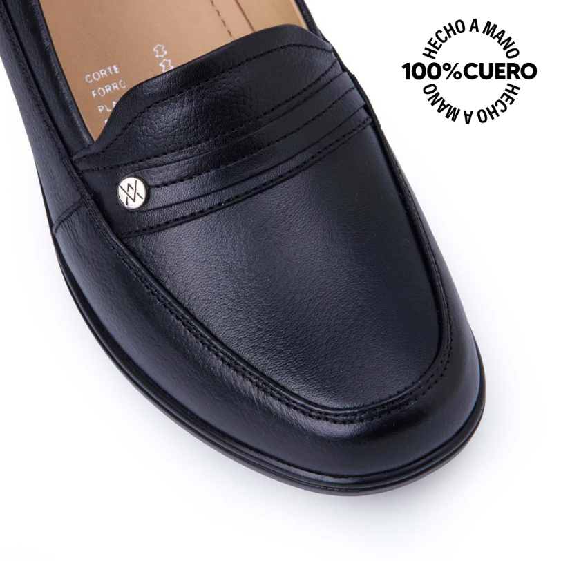 ZAPATO MOCASÍN CASUAL FORMAL LE-2514 NEGRO VIALE CUERO - 3