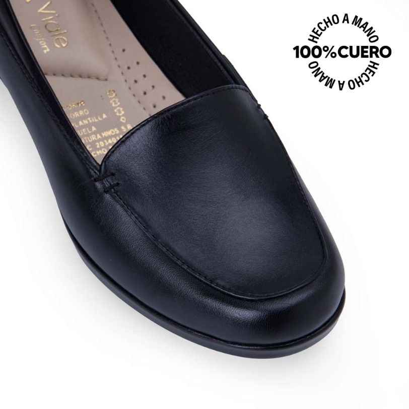 ZAPATO MOCASÍN CASUAL INFORMAL AVE-2504 NEGRO VIALE CUERO - 3