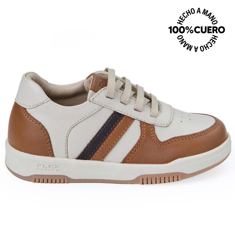 ZAPATILLA  CASUAL ANGEL-2533 HUESO/TOFFE RABBIT CUERO - 1