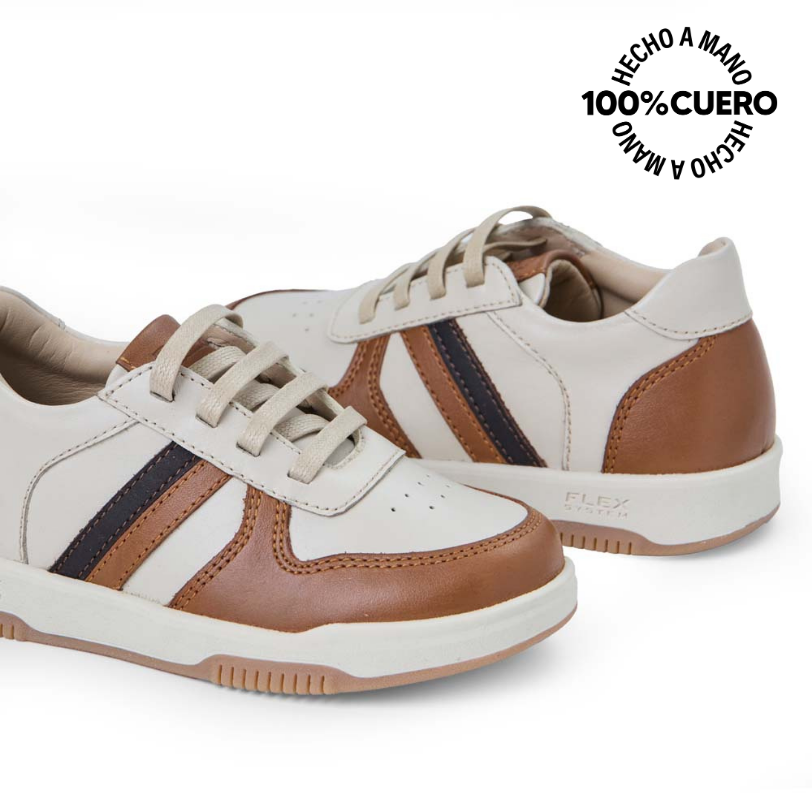 ZAPATILLA  CASUAL ANGEL-2533 HUESO/TOFFE RABBIT CUERO - 2