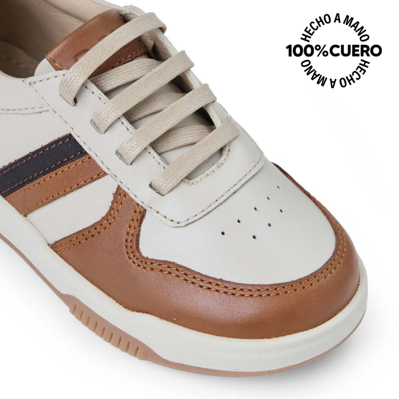 ZAPATILLA  CASUAL ANGEL-2533 HUESO/TOFFE RABBIT CUERO - 3