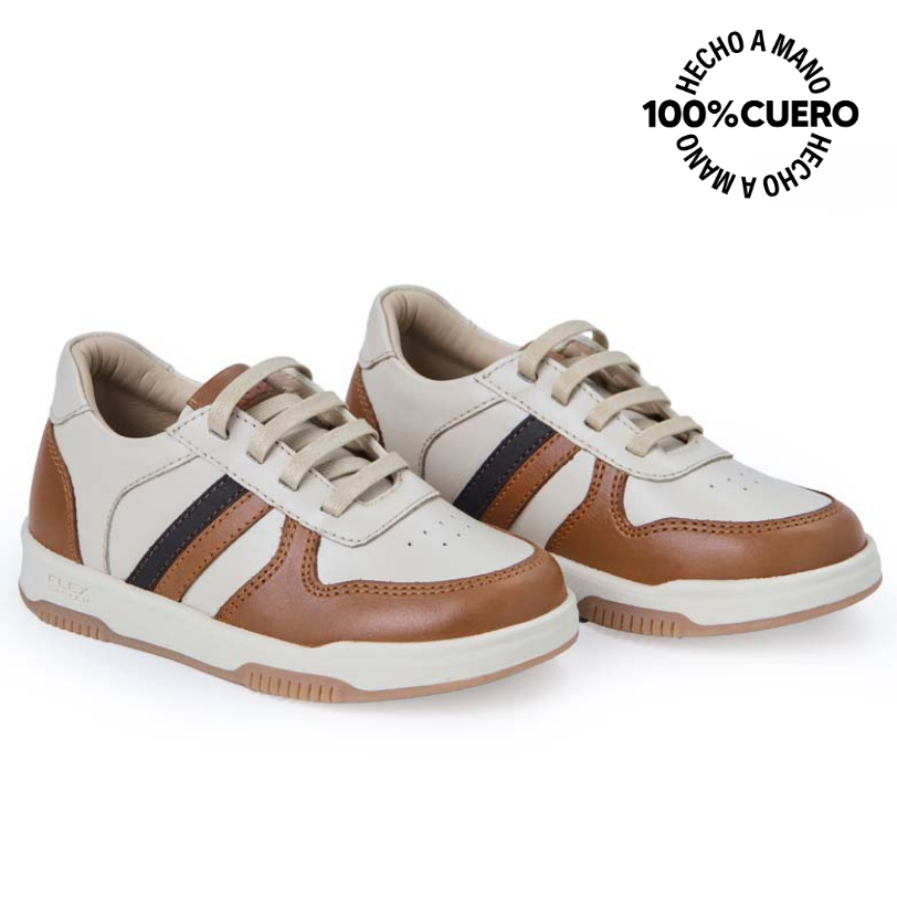 ZAPATILLA  CASUAL ANGEL-2533 HUESO/TOFFE RABBIT CUERO - 4
