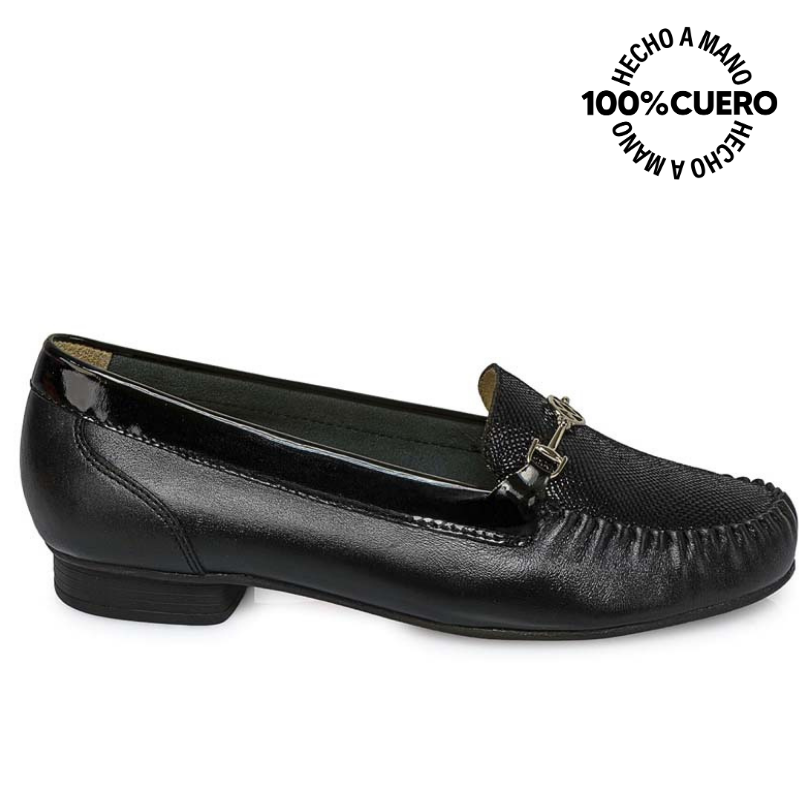ZAPATO MOCASÍN CASUAL DENI-2510 NEGRO VIALE CUERO - 1