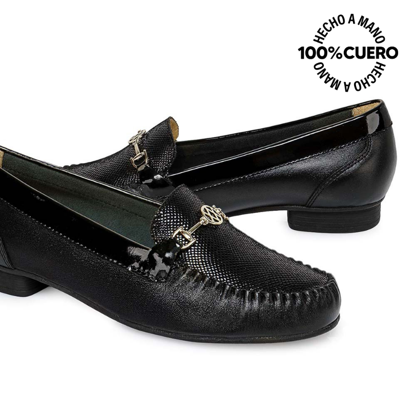 ZAPATO MOCASÍN CASUAL DENI-2510 NEGRO VIALE CUERO - 2