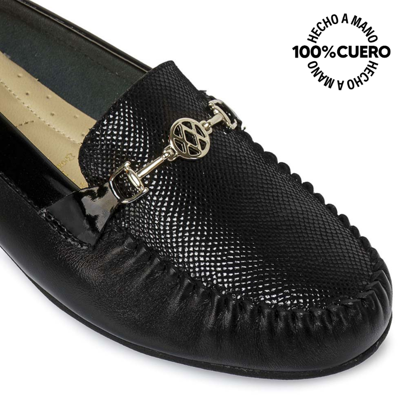 ZAPATO MOCASÍN CASUAL DENI-2510 NEGRO VIALE CUERO - 3