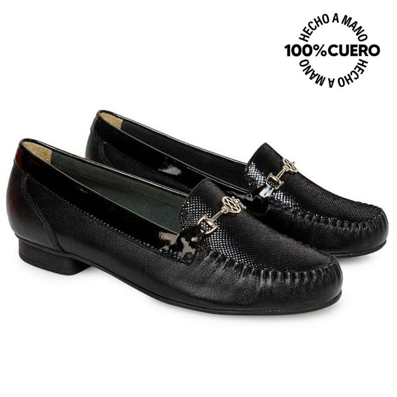 ZAPATO MOCASÍN CASUAL DENI-2510 NEGRO VIALE CUERO - 4