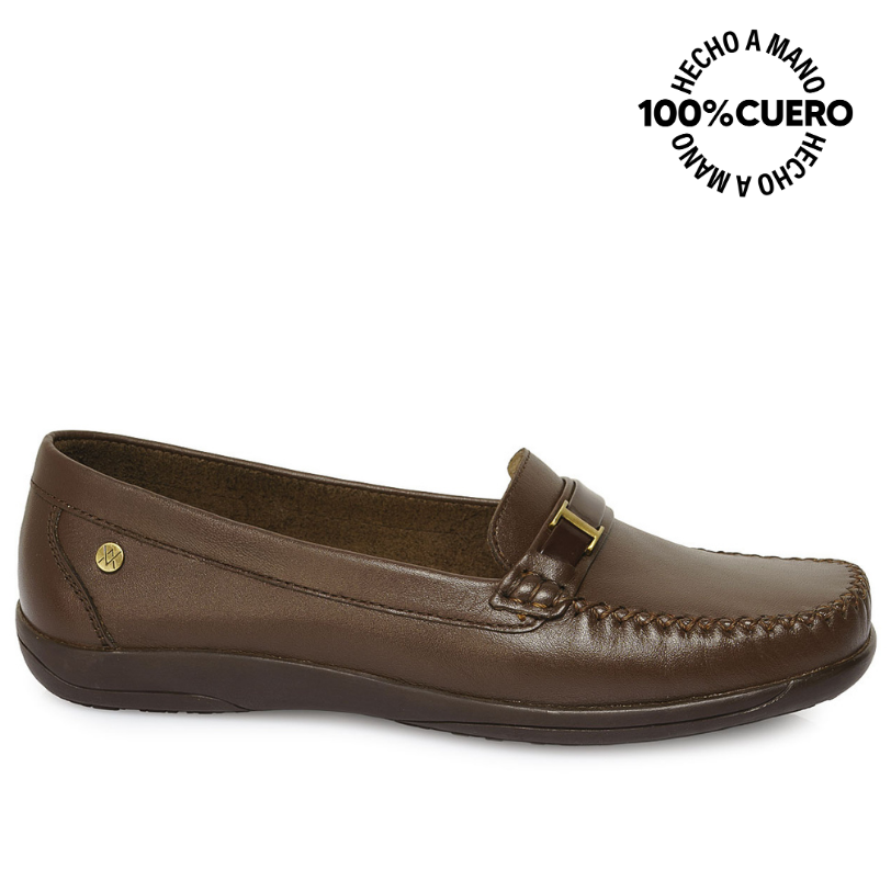 ZAPATO MOCASÍN CASUAL DOM-2502 MARRON VIALE CUERO - 1