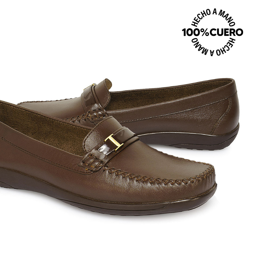 ZAPATO MOCASÍN CASUAL DOM-2502 MARRON VIALE CUERO - 2