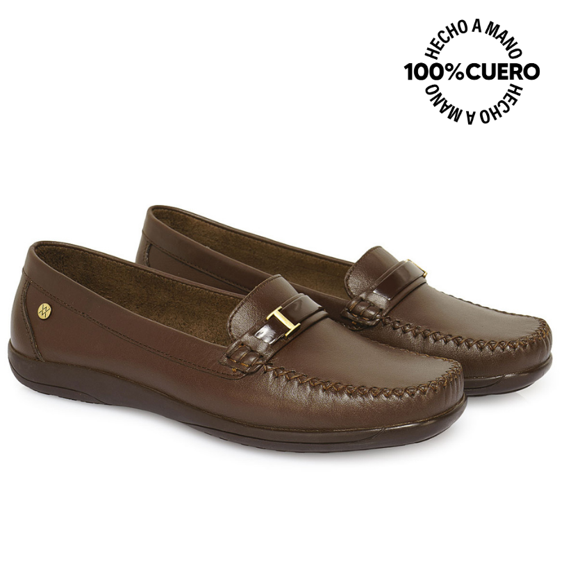 ZAPATO MOCASÍN CASUAL DOM-2502 MARRON VIALE CUERO - 4