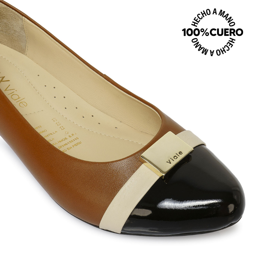 ZAPATO BALLERINA CASUAL ECO-2520 NATURAL VIALE CUERO - 3