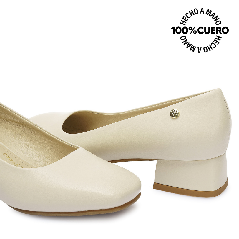 ZAPATO REINA VESTIR ROSY-2502 VAINILLA VIALE CUERO - 2