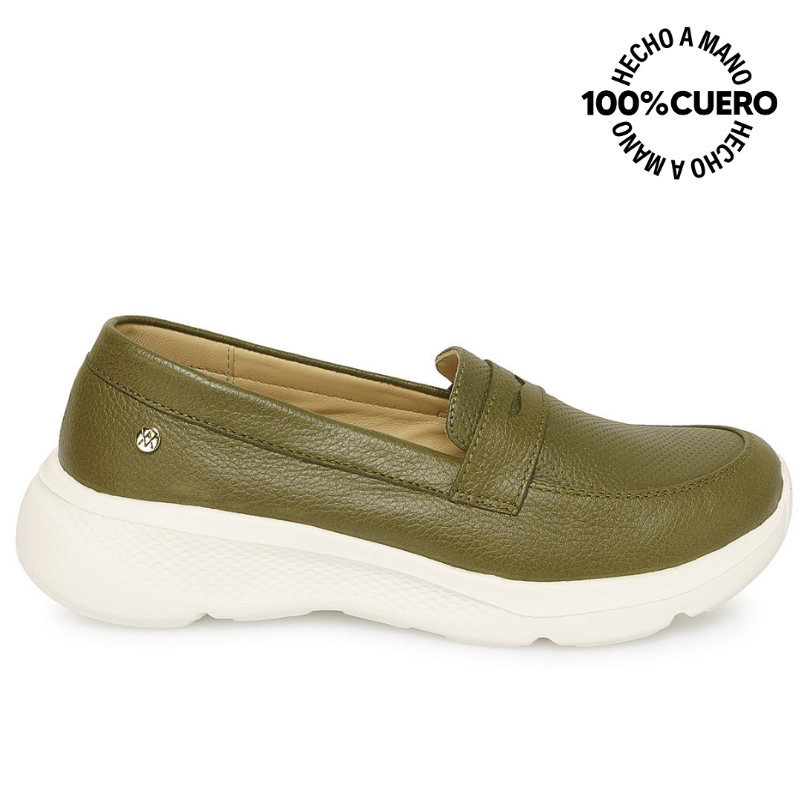 ZAPATO MOCASÍN CASUAL REC-2513 VERDE VIALE CUERO - 1