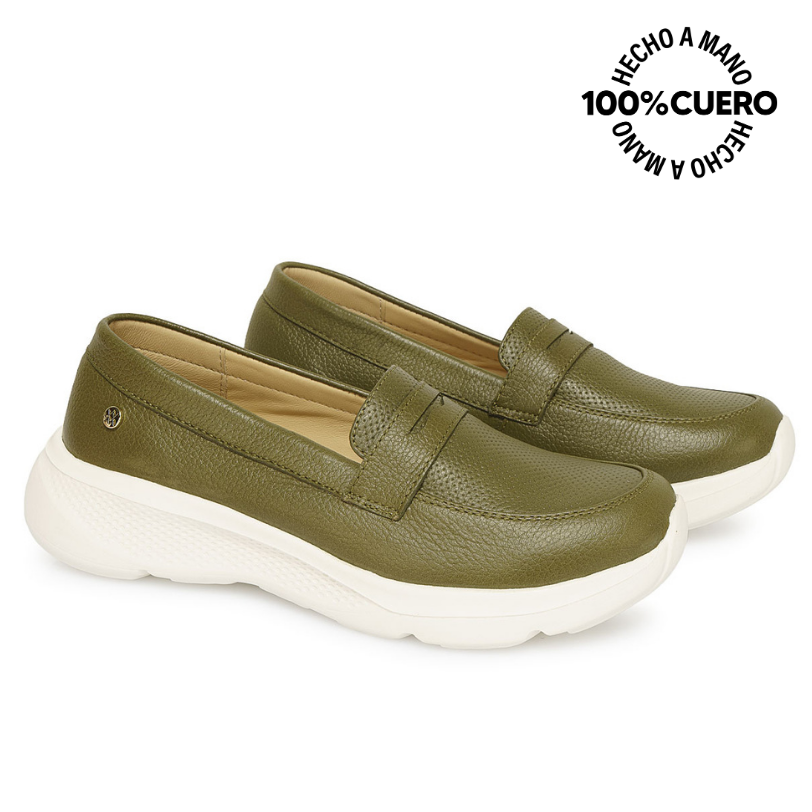 ZAPATO MOCASÍN CASUAL REC-2513 VERDE VIALE CUERO - 4