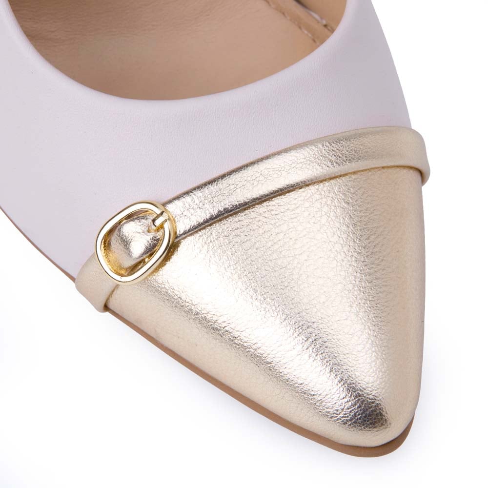 ZAPATO STILETTO CASUAL KATHE-2536 HUESO/DORADO PIAZZA - 3