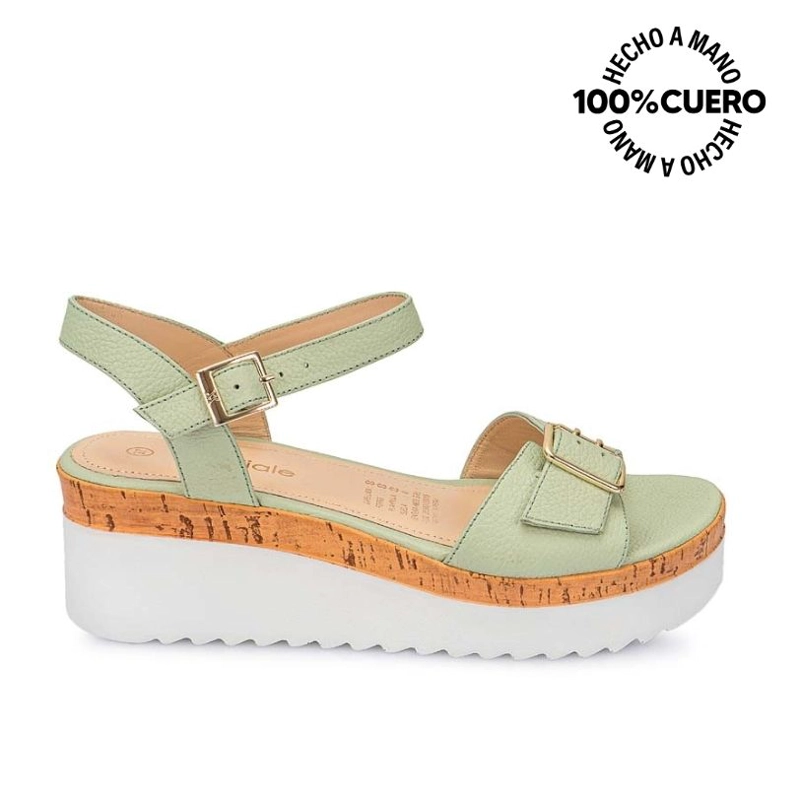 SANDALIA D'ORSAY CASUAL ALE-2415 VERDE/MENTA VIALE CUERO - 1