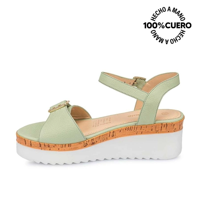 SANDALIA D'ORSAY CASUAL ALE-2415 VERDE/MENTA VIALE CUERO - 2