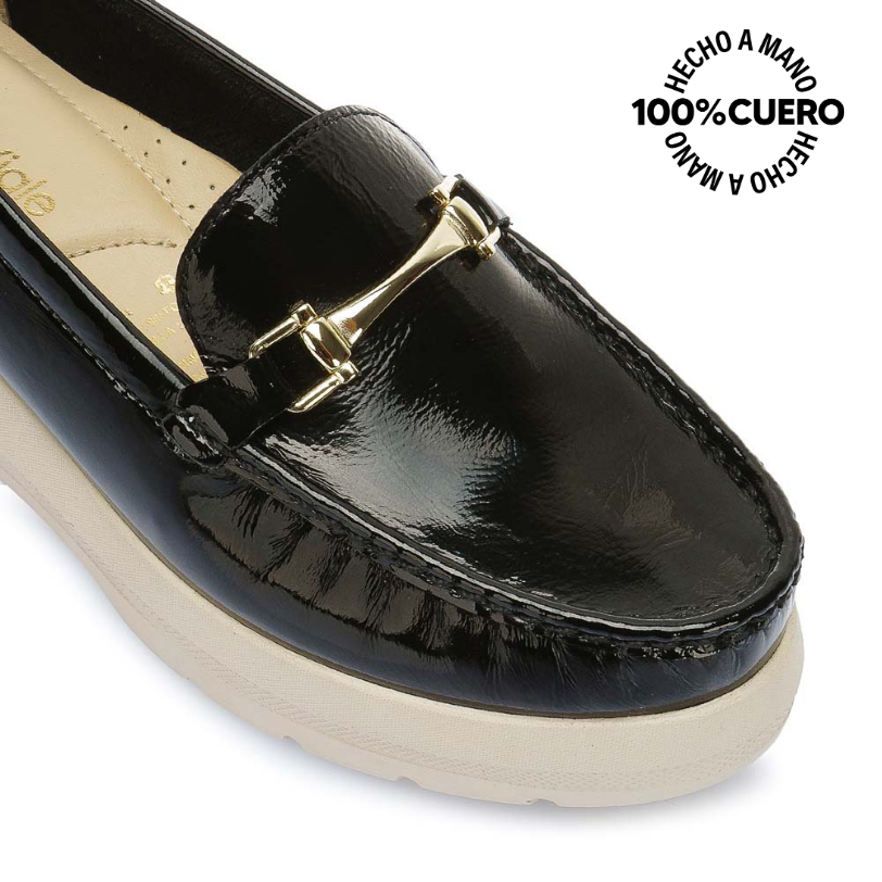 ZAPATO MOCASÍN CASUAL DOM-2508 NEGRO VIALE CUERO - 3