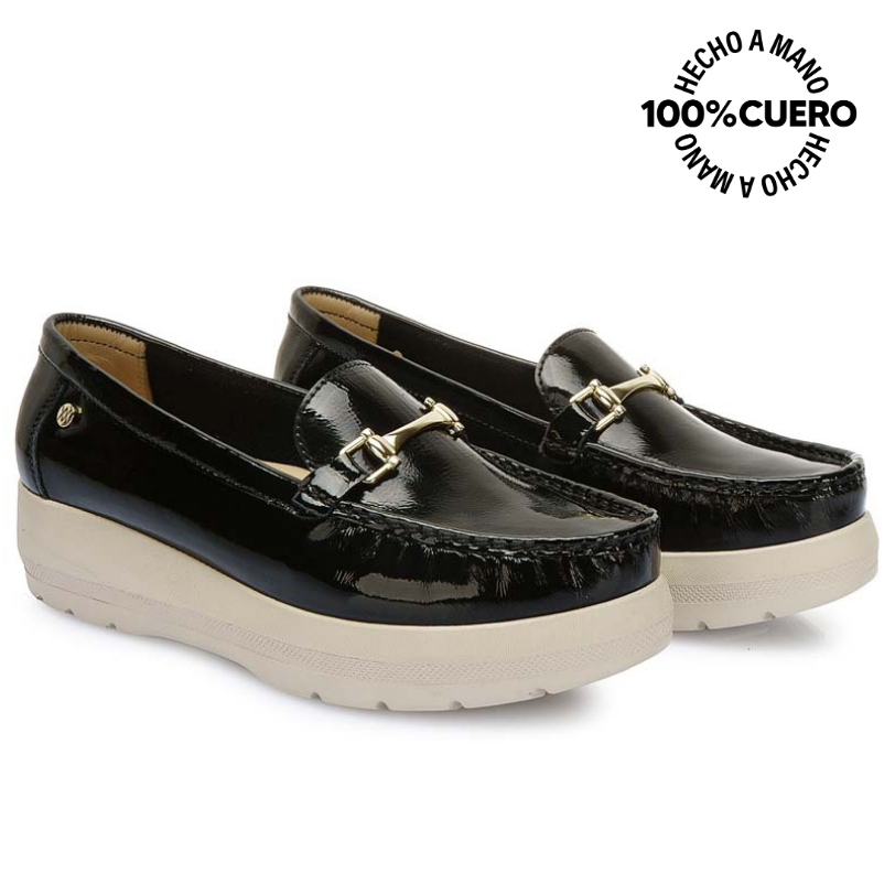 ZAPATO MOCASÍN CASUAL DOM-2508 NEGRO VIALE CUERO - 4