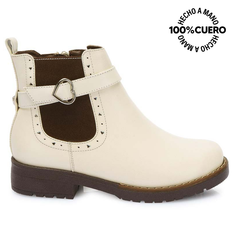 BOTÍN CASUAL YADIRA-2523 HUESO RABBIT CUERO - 1