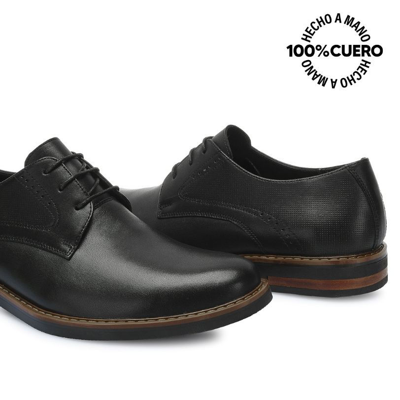 ZAPATO DERBY CASUAL RICARDO-2528 NEGRO VIALE HOMME CUERO - 2