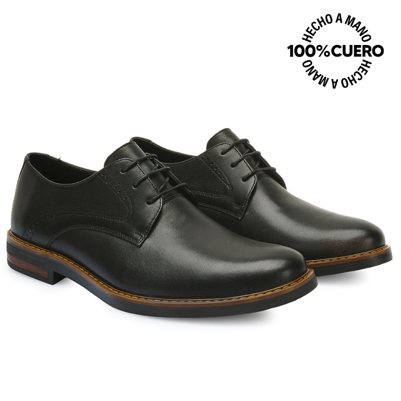 ZAPATO DERBY CASUAL RICARDO-2528 NEGRO VIALE HOMME CUERO - 4