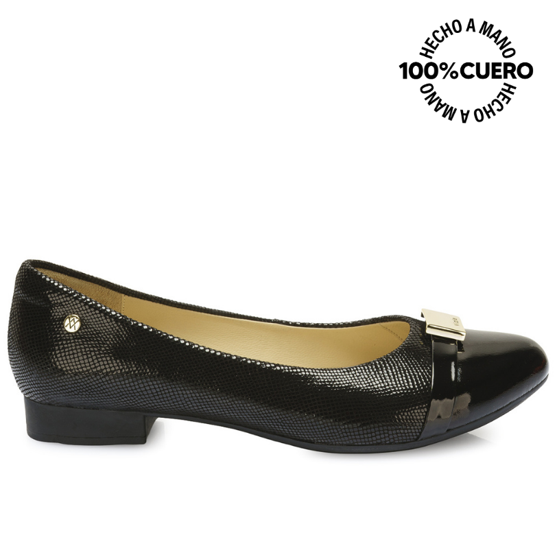 ZAPATO BALLERINA CASUAL ECO-2521 NEGRO VIALE CUERO - 1