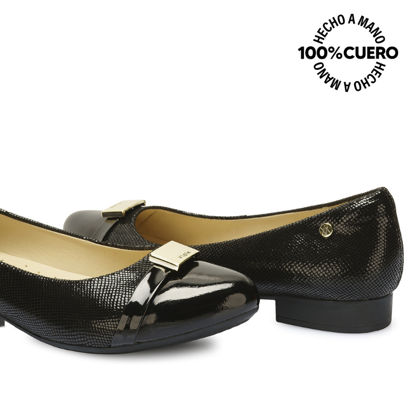 ZAPATO BALLERINA CASUAL ECO-2521 NEGRO VIALE CUERO - 2