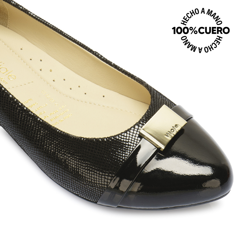 ZAPATO BALLERINA CASUAL ECO-2521 NEGRO VIALE CUERO - 3