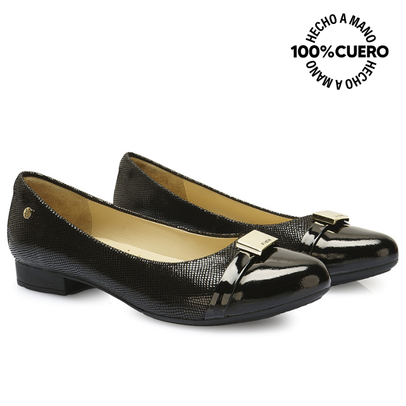 ZAPATO BALLERINA CASUAL ECO-2521 NEGRO VIALE CUERO - 4