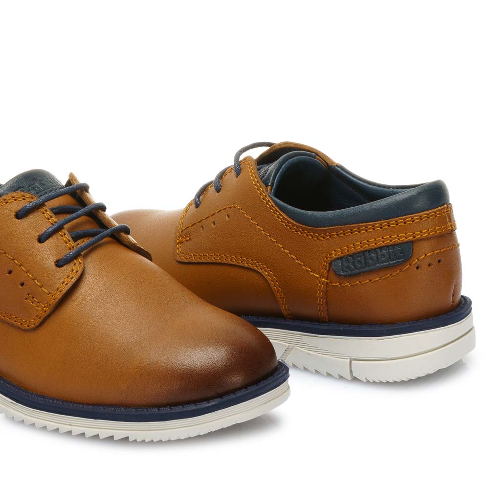 ZAPATO DERBY CASUAL ANGEL-2537 MARRÓN RABBIT CUERO - 3