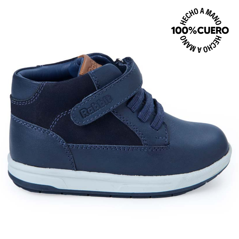 BOTÍN DERBY CASUAL ANGEL-2528 AZUL RABBIT CUERO - 1
